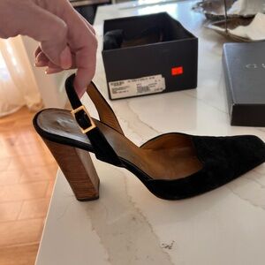 Gucci Black and Brown Slingback Heels